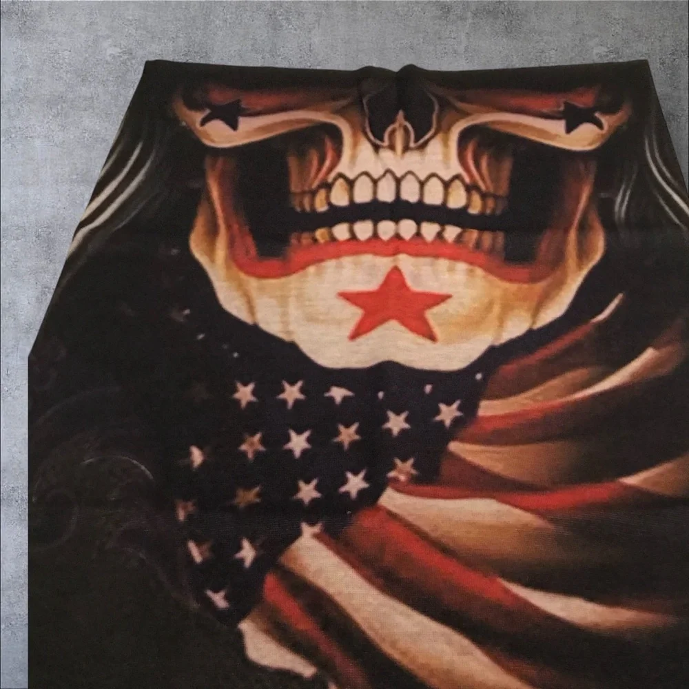 Stars & Stripes Skull 16 n 1 Neck Gaiter Face Cover Dust Mask Biker Rag 2 total